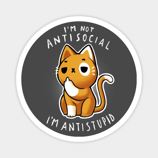 Antisocial Sarcastic Cat - Cute Funny Kitty Magnet by BlancaVidal